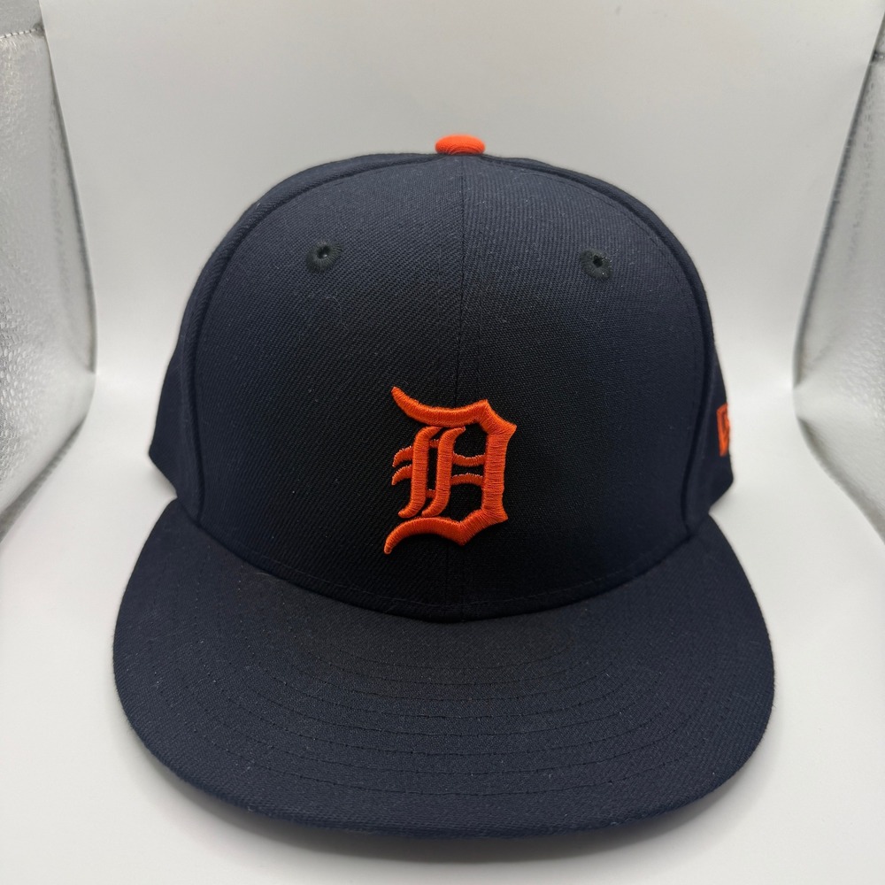 New Era 59FIFTY Detroit Tigers MLB Authentic Fitted Hat Navy Orange Size 7‎ 1/8